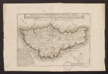 2 vues Marquisat et gouvernement de Bell-Isle. divisée en ses quatre paroisses, du Palais, de Bangor, de Lomaria et de Sauzon.. / Fer (Nicolas de, géographe)