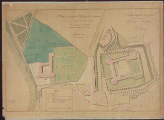 1 vue  - Plan d\'une partie de Napoléonville contenant le château, les écuries et cazernes existantes et le couvent des Récollets (ouvre la visionneuse)