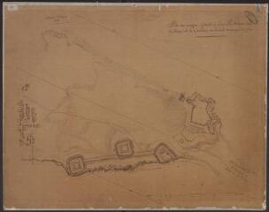 1 vue  - Plan des ouvrages ajoutés au fort Penthièvre dans la presqu\'ïle de Quiberon pendant la campagne de 1761 (ouvre la visionneuse)