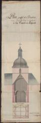 1 vue  - Plan, profil et élévation d\'une nouvelle tour à construire à la Trinité en Porhouet / Taille de Keroyand (De). 1784 (ouvre la visionneuse)