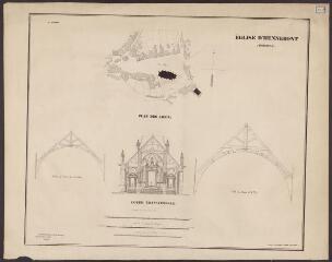 1 vue  - Eglise d\'Hennebont (Morbihan); Plan des lieux, coupe tranversale / Hallouix, Gousset (Ch.). Imprimeur. 1842 (ouvre la visionneuse)