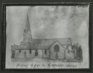 2 vues  - [Dessin de l\'ancienne église de Carentoir, conservé au presbytère de Loyat.]. S.d. (ouvre la visionneuse)